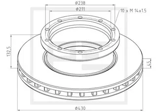 Brake disc Ø 430 E1 90R-02 C0193/0004 PE Automotive
