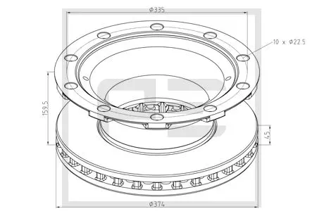 Bremseskive BPW TSB3709 10-bolt PE Automotive 