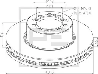Brake disc Ø 375 PE Automotive