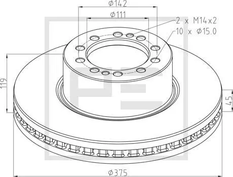 Brake disc Ø 375 PE Automotive 