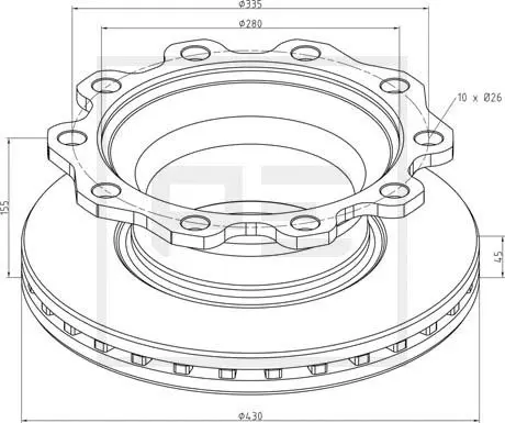 Brake disc Ø 430 PE Automotive 