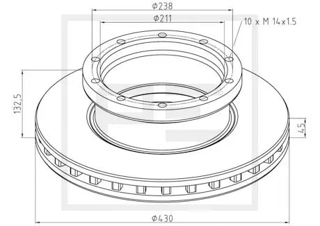 Bremseskive MB Ø 430 E1 90R-02 C0193/0008 PE Automotive 