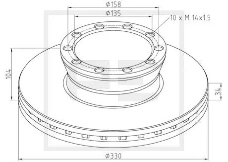 Brake disc Ø 330 PE Automotive
