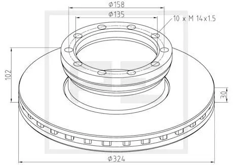 Brake disc Ø 324 PE Automotive
