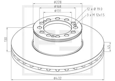 Brake disc Ø 432 PE Automotive 