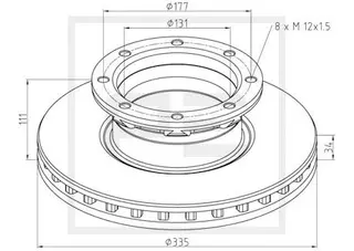 Brake disc Ø 335 PE Automotive