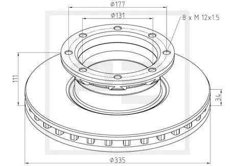 Brake disc Ø 335 PE Automotive 