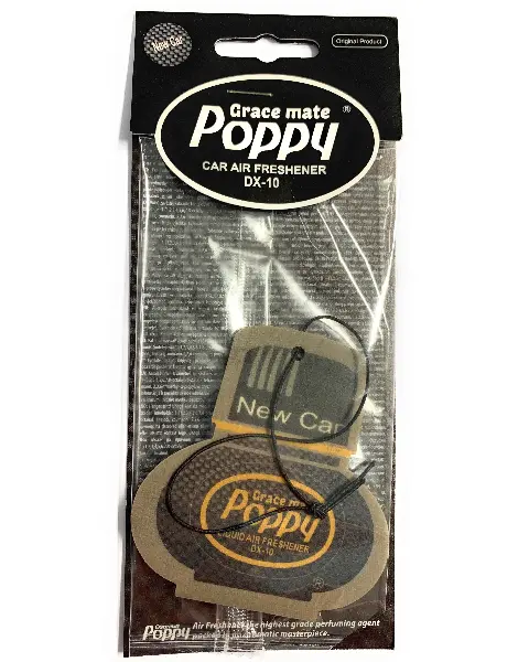Cardboard Car Airfreshener NEW CAR Poppy Grace Mate 