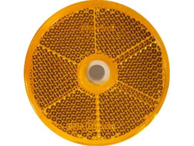 Reflex Reflector 60mm with adhesive pad and hole 6mm amber 