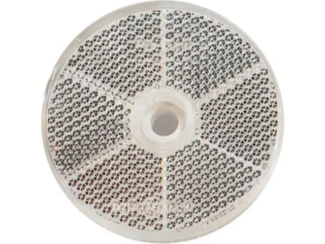Reflex Reflector 60mm with adhesive pad and hole 6mm white 