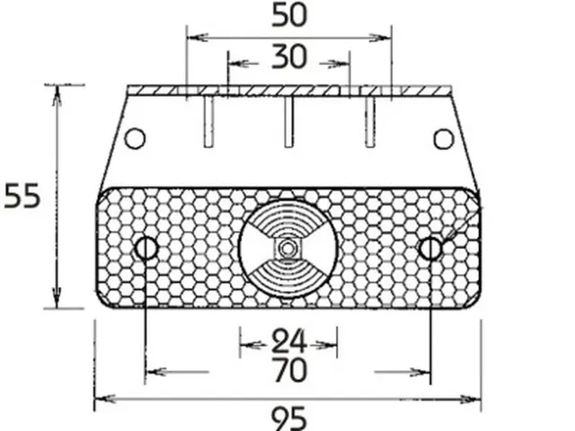 LED Sidemarker Lamp FLATPOINT pendant ve 90° bracket, cable 1,5m + P&R connector 
