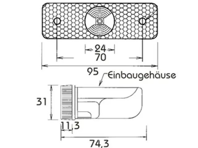 LED Sidemarker Lamp FLATPOINT recessed v cable 0,5m + P&R connector 