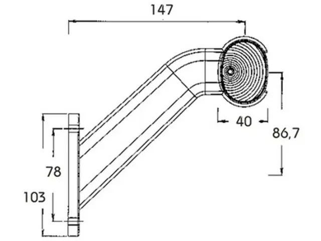 End Outline Marker Lamp SUPERPOINT II fl SCHMITZ version, right, cable 1,25 ASS1 