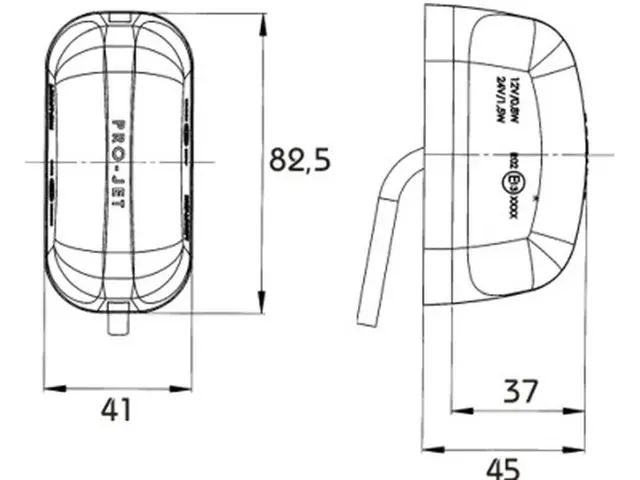 LED End Outline Marker Lamp PRO-JET red/ 12/24V, DC-flatcable 0,5m 