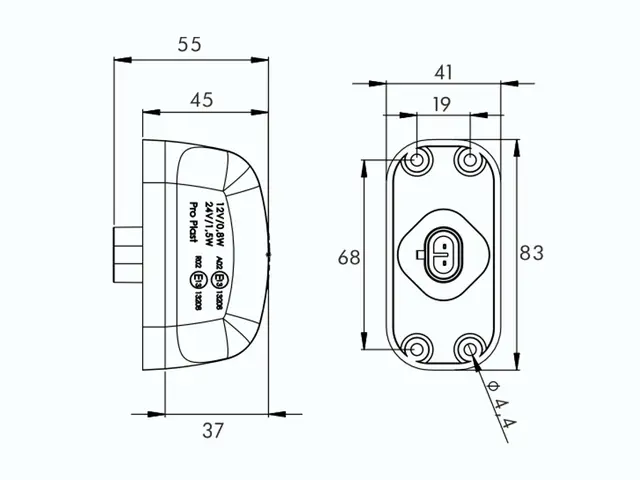 LED End Outline Marker Lamp PRO-JET red/ AMP Superseal connector, 12/24V 