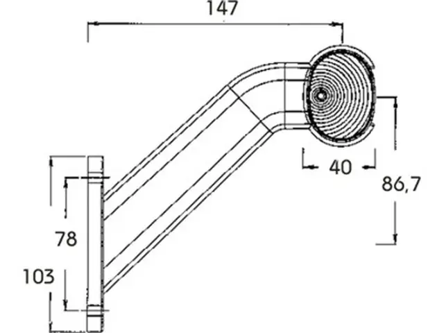 LED End Outline Marker Lamp SUPERPOINT I 24V, cable 1,75m, flexible bracket 