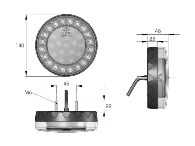 LED Fog/Reversing Lamp PRO-SPOT ECO FR 12/24V, cable 0,5m 