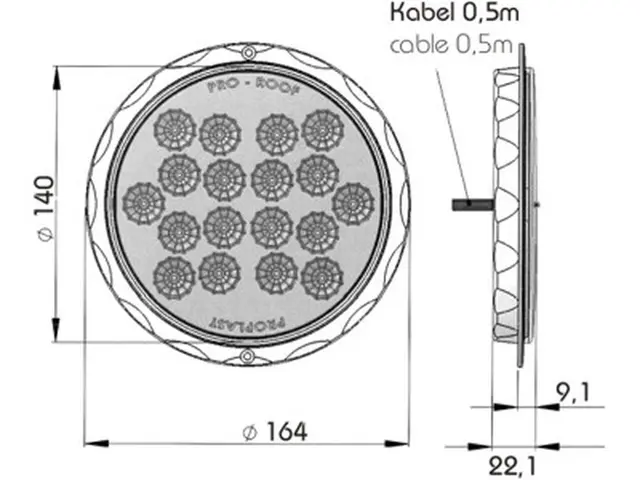 LED Interior Lamp PRO-S-ROOF 12/24V flat cable 0,5m, 900 lumen, recessed ver 