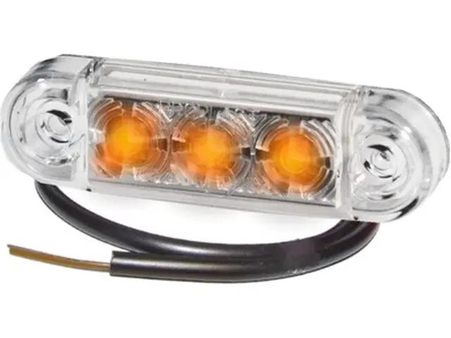 LED Sidemarker Lamp PRO-SLIM amber 12V, cable 0,5m, clear housing 