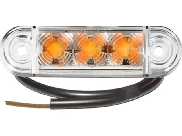 LED Sidemarker Lamp PRO-SLIM amber 12V, cable 0,5m, clear housing 