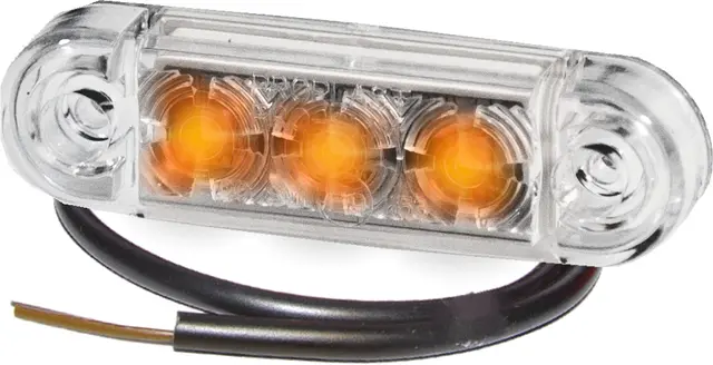LED Sidemarker Lamp PRO-SLIM amber 12V, cable 0,5m, clear housing 