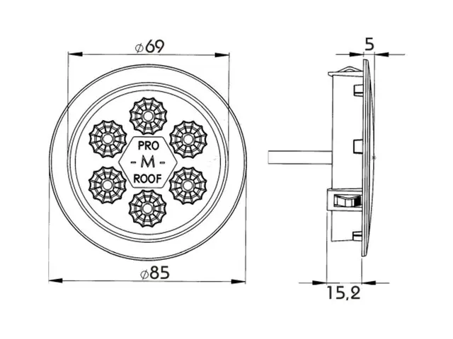LED Interior Lamp PRO-MINI-ROOF 24V flat cable 0,5m, 280 lumen, recessed ver 