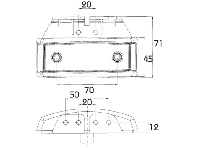 LED Sidemarker Lamp + lat. Dir. Indicato 10-32V, cable 0,5m, bracket 90° 