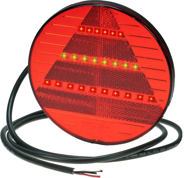 LED Rear Combination Lamp PRO-DISC 12/24V, cable 1,8m, with triangle reflex 