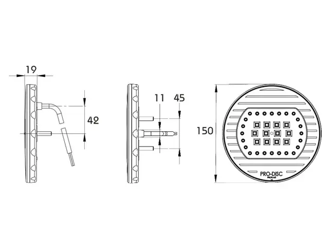 LED Fog-Reversing Lamp PRO-DISC FR 12/24V, cable 0,3m + 7-pol. AMP connecto 