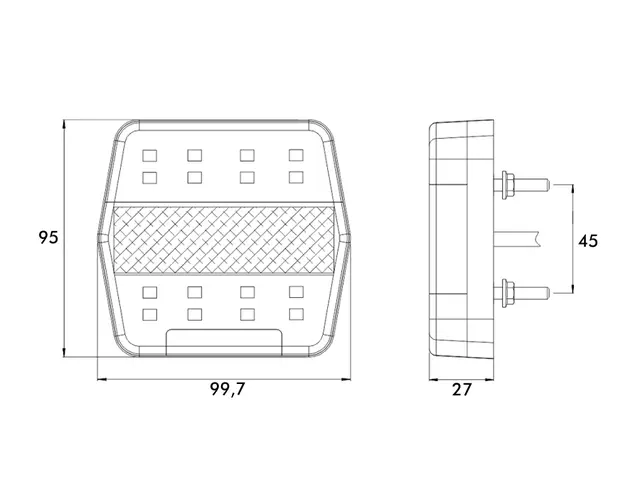 LED Rear Combination Lamp PRO-AGRILED II 12V, cable 0,5m, integrated flasher cont 