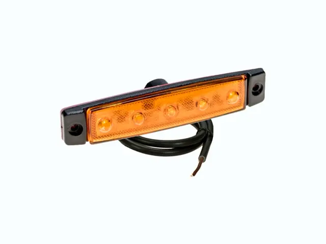 LED Sidemarker Lamp PRO-FLAT 12/24V, round cable 0,25m, amber lens 