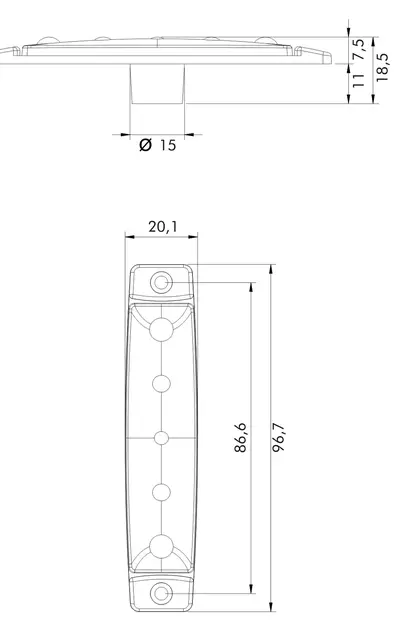 LED Sidemarker Lamp PRO-FLAT 12/24V, round cable 0,25m, amber lens 