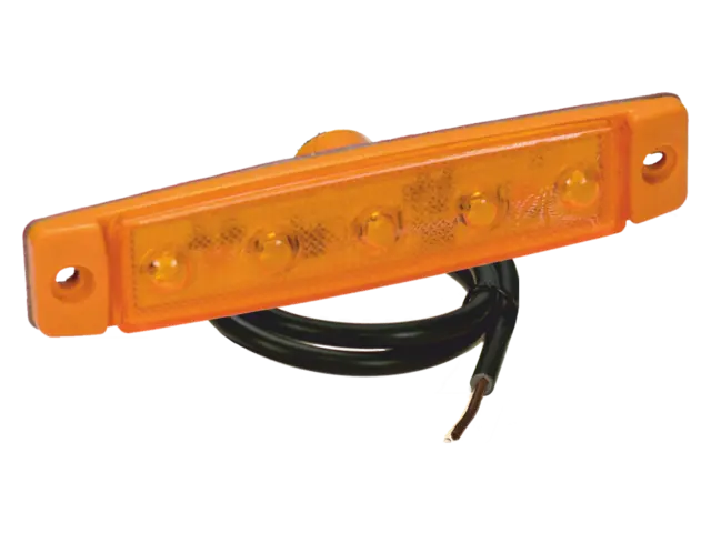LED Sidemarker Lamp PRO-FLAT 12/24V, round cable 0,25m, amber lens 
