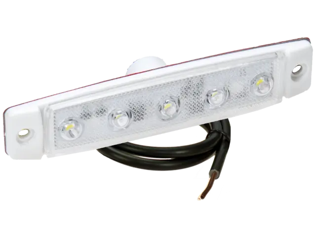 LED Front Position Lamp PRO-FLAT 12/24V, round cable 0,25m, white lens 