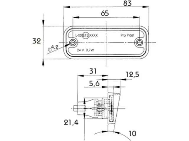 LED Registration Plate Lamp 12V cable 0,5m, recessed version 