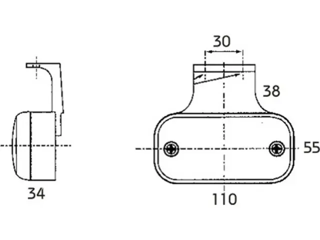 Sidemarker Lamp flexible 90° bracket 