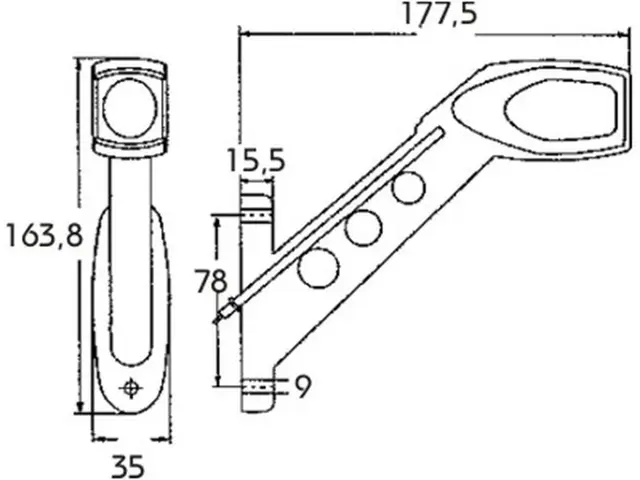 End Outline Marker Lamp with cable 0,5m EasyCon connector, right 