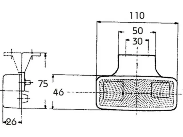 Sidemarker Lamp with reflex reflector flexible 90° bracket 