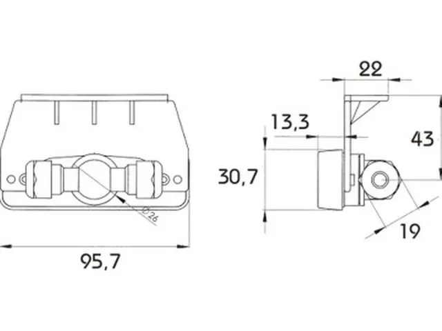 LED Sidemarker Lamp with PG-Screw 12V T-connector PG-screw, bracket 90° 