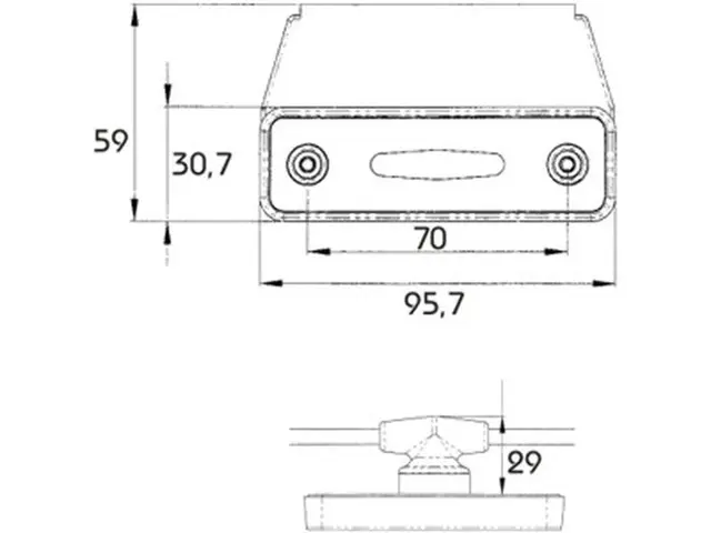 LED Sidemarker Lamp 24V T-cable connection, cable 0,5m, 90° brac 