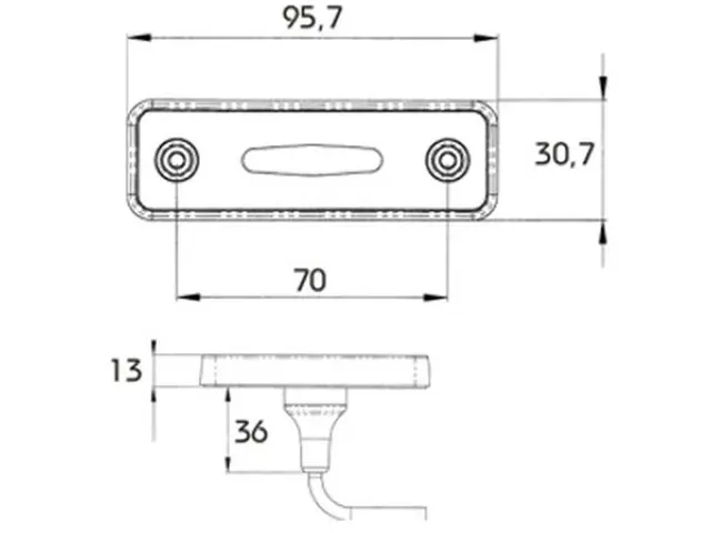 LED Sidemarker Lamp 24V straight-cable connection, cable 0,5m 