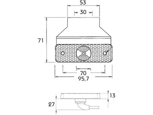 LED Sidemarker Lamp 24V 90°-cable connection, cable 0,5m, flex. 