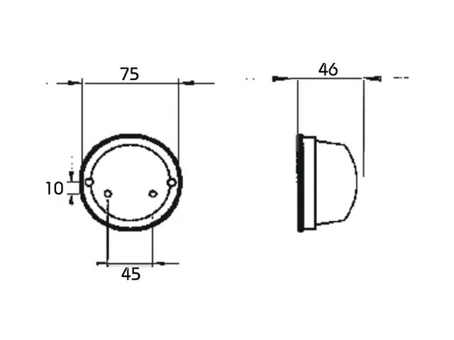 Rear Position Lamp red round, d=75mm 