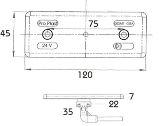 LED Sidemarker Lamp 90°-cable connection cable 0,5m 