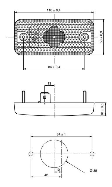 LED Sidemarker Lamp recessed version 