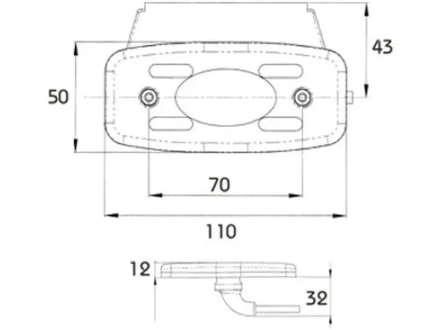 LED Sidemarker Lamp 12V 90°-cable connection, cable 0,5m, bracke 