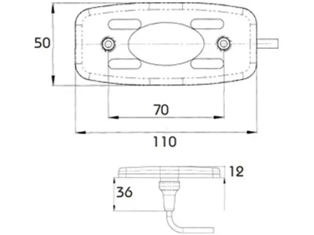 LED Sidemarker Lamp 24V straight-cable connection, cable 0,5m 