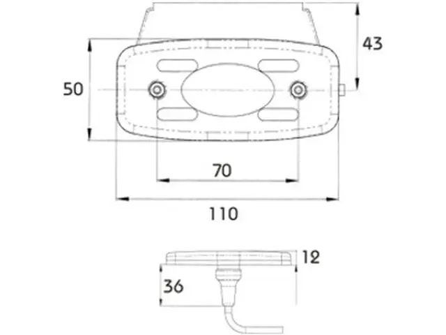 LED Sidemarker Lamp 24V straight-cable connection, cable 0,5m, 9 