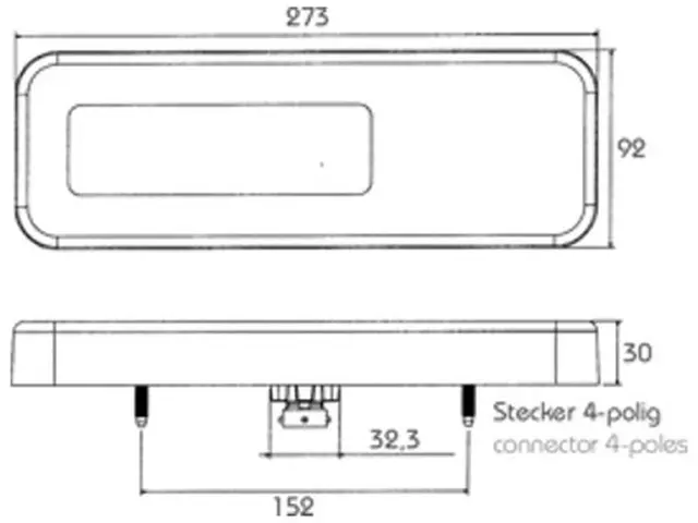 LED Rear Combination Lamp PRO-ROAD 12/24 connector 5-pole 