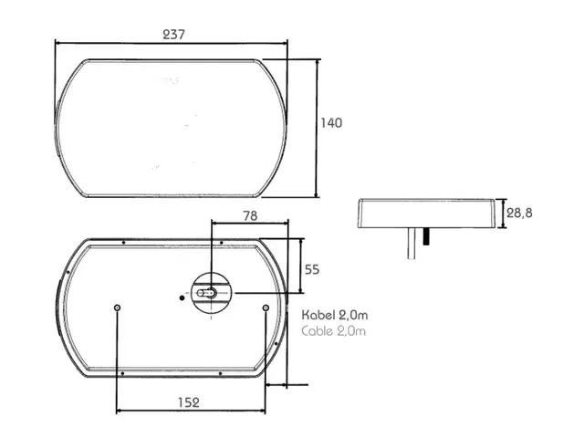 LED Rear Combination Lamp PRO-LANE 12/24 left, with numberplate lamp 